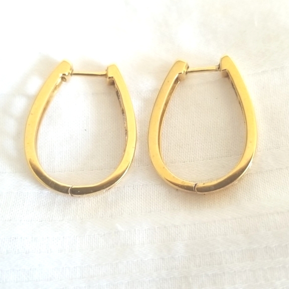 Gold Sterling Silver Genuine Diamond Hoop Earrings